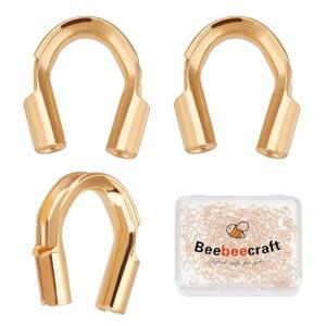 비크래프트 1박스 300PCS 와이어 가디언 18K 금도금 황동 U자형 가드 루프 귀걸이 팔찌 목걸이용 실 보호대(구멍: 0.6MM)