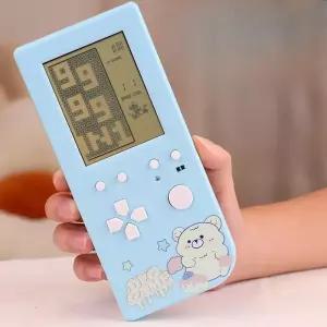 테트리스게임기 휴대용 소형 퍼즐 추억 레트로 고전게임 오락실 4.1인치 핑크 컬러 LCD 화면