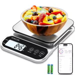 YONCON 스마트 음식 저울 그램 및 온스 측정 체중 감량 요리 베이킹용 3kg/0.1g 매우 정확함 청소 보관