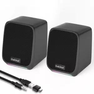 Uakinat 컴퓨터 스피커 데스크탑 PC용 소형 노트북 태블릿 휴대폰용 USB 전원 3.5mm 보조