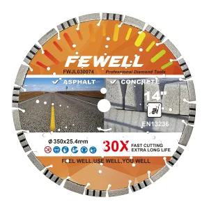 FEWELL 14인치 아스팔트 다이아몬드 톱날/콘크리트 블레이드 경질 철근 다목적 석조 테라조 레이저 용접