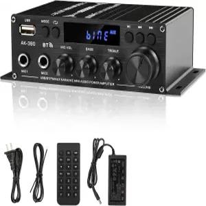 제투블리 스테레오 앰프 홈 오디오 수신기 AK-390 AMP 스피커 블루투스 5.0 400W+400W 2채널 12V/5A 파워