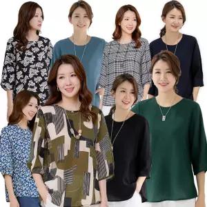 우일 여성 여름 인견 7부 블라우스 티셔츠 마담 중년 아줌마 엄마옷 상의