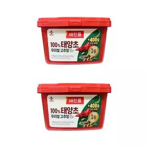 CJ제일제당 해찬들 태양초 우리쌀 고추장 1.9kg 1+1 (총2입)