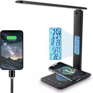 자이콜 데스크 램프 무선 충전기 포함 LED USB 포트 터치 컨트롤 3가지 색상 모드 5가지 밝기 수준 눈을