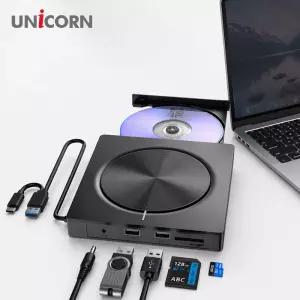 유니콘 5 in 1멀티 USB A+C타입 외장 CD/DVD RW  USB허브 카드리더기 내장 CD-500R