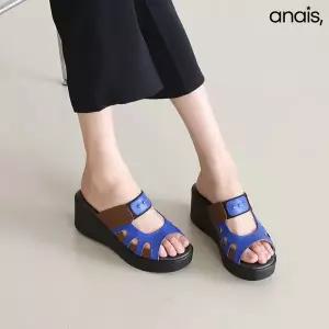 [하프클럽/아나이스]배색 스트랩 통굽 슬리퍼 7cm_26S391