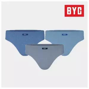BYC 남성 3매입 순면 미디형 삼각팬티 나염 MCF2346
