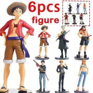 1-6pcs 애니메이션 원피스 피규어 루피 에이스 솔론 메이 산지 액션 모델 Pvc 데스크탑 동상 장식품