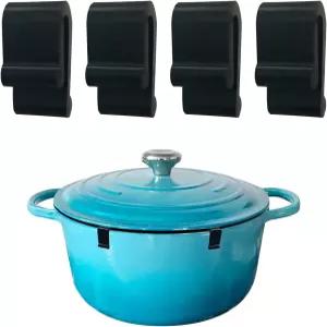 Dutch Oven 냄비 뚜껑 보호 클립 4개입 블랙 논슬립 조리기구 범퍼 보호대