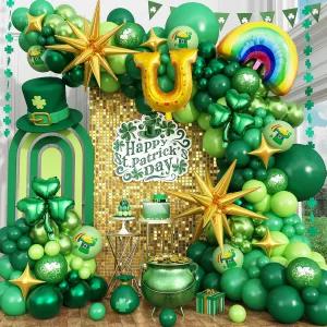 170PCS 성 패트릭의 날 풍선 아치 갈랜드 키트 파티 장식 아일랜드 축제 생일 용품