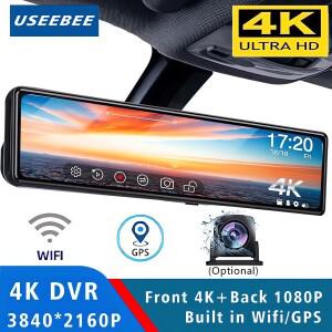 11.26인치 UHD 4K 2160P 차량용 블랙박스 GPS WIFI 미러형 듀얼 렌즈 대시캠 IPS 스크린 카메라 주행 기록