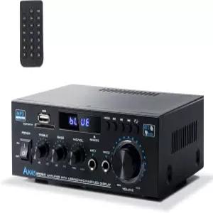 스테레오 리시버 및 앰프 홈 오디오 AK45 블루투스 300Wx2 5.0 2채널 FM 노래방 USB/SD/RCA/MIC/FM 포함