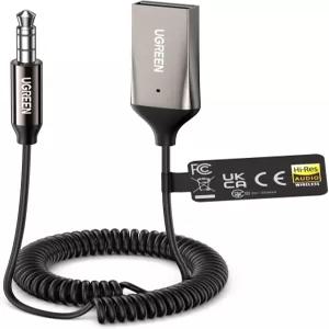 UGREEN Aux to Bluetooth 6.0 자동차 어댑터 LDAC 포함 3.5mm 내장 마이크 스피커 및 홈 오디오와 호환되는