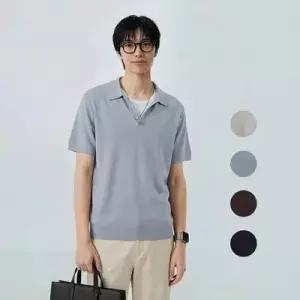 폴햄 남성) 린넨 슬릿넥 플레인 반팔 스웨터 PHG2ET1030 LE1221823439