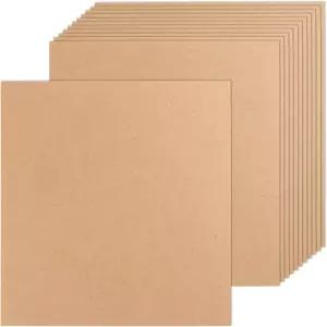 공예용 MDF 목재 보드 12팩 12x12x1/8인치-3mm 두께의 중밀도 섬유 미완성 아트 DIY 페인팅 판화 홈 데코용