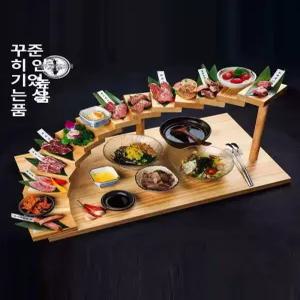 호텔 계단식 우드 스시 플레이트 일식 고깃집 샤브샤브 나무 트레이