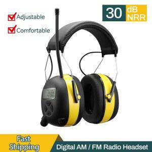 소음방지 귀덮개 디지털 AM FM 스테레오 라디오 이어 머프 NRR 30dB 보호 청력 보호대 헤드폰