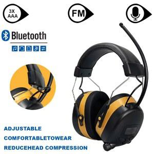 소음방지 귀덮개 FM AM 라디오 25dB NRR 안전 귀마개를 갖춘 업그레이드된 Bluetooth 청력 보호 헤드폰 잔디 깎기 작업장용
