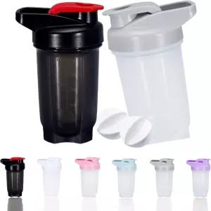 가이시온 쉐이커 병 단백질 쉐이크 컵 및 휘스크 볼 세트 비 BPA 플라스틱 블랙+그레이 2PCS 10/300ML