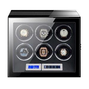 LCD 디스플레이와 리모컨이 장착된 LED 조명 사일런트 5가지 모터 와인더 손목시계를 디자인 보관 위한 PAHION 시계 모든 회전 워치 케이스를 자동 모드
