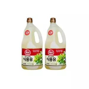 해표 맑고 신선한 식용유 콩 100% 1.8L X 2개 콩기름