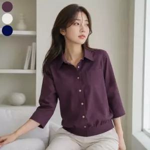 [로질리][A] 밑단 밴딩 셔츠 블라우스 3종택1