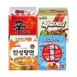 신라면 5입+ 안성탕면 5입 + 짜파게티 5입 + 배홍동 4입 (총 19봉)