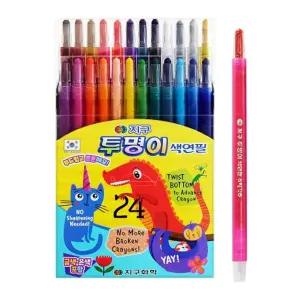 투명이 색연필 24색 (샤프식) (신학기 준비물)/색칠/도구/어린이/초등/학생/학용품/지구화학/학교