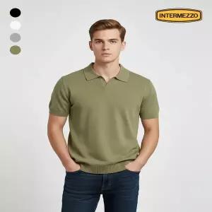 인터메조 린넨 블랜드 반오픈 카라넥 반소매 니트 4종택1 IMGSKN527G