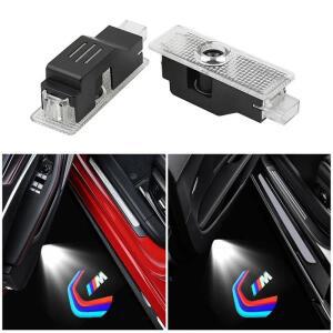 BMW E36 F20 E46 E39 E38 E90 E53 X3 X5 X6 M2 M4 F30 E60 E87용 2pcs LED 자동차 웰컴 로고 라이트 도어