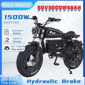 블랙 워리어 3000W 전동바이크 48V60AH 전기 자전거 성인용 도로용 유압 브레이크 20인치 오프로드 팻 타이