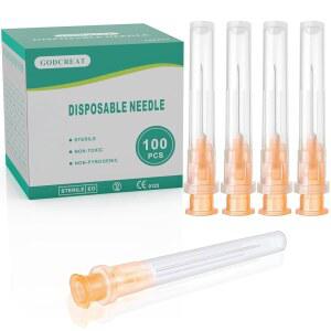 25GA 1인치 일회용 바늘 100팩 디스펜싱 랩 개별 포장 산업용 액세서리