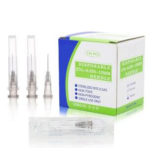 과학 및 산업용 일회용 바늘 100팩 27GA 13MM 1/2개 개별 포장