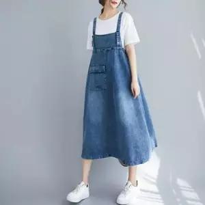 F42595 루즈핏 등조임 롱멜빵청원피스 위아 바지 데님