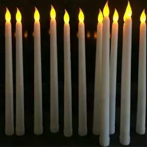 3/6/12 조각 흰색 Flameless 장식 크리스마스 양초 노란색/따뜻한 빛을 가진 무연 LED 테이퍼