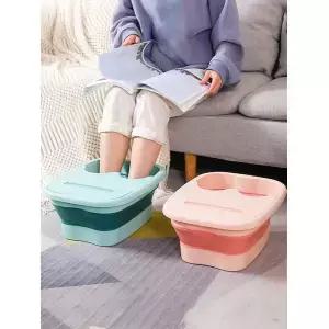 접이식 발 목욕 마사지 버킷 홈 페디큐어 및 휴식을위한 휴대용 담그는 욕조 스파 분지 여행 케어