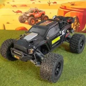RLAARLO 옴니 터미네이터 1/10 RC 몬스터 트럭 롤 케이지 및 윙 스포일러 소프트 TPU 바디 보호 노드릴