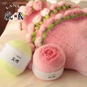 손뜨개 벨벳 원사 그라데이션 7성 달 담요 꽃다발 스카프 모자 옷 어깨 숄 장미꽃