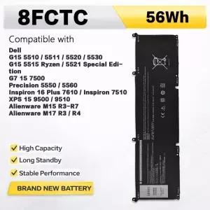 PowerHub 8FCTC 56Wh 노트북 배터리 Dell G15 5510 5511 5515 5520 5521 5530 XPS 15 9500 G7 7500 DVG8M