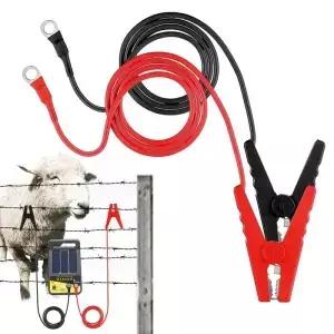 Electric Fence Jumper Leads Cable with Alligator Clip Solar Charger Charging Copper Battery
