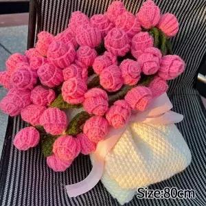 크로 셰 뜨개질 꽃 담요 장미 꽃다발 해바라기 졸업 결혼 선물 수제 소파