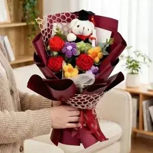 동물 작은 곰 꽃다발 해바라기 인형 졸업 카와이 30cm 시뮬레이션 생일 선물