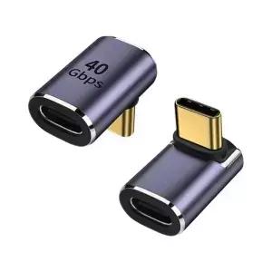 USB C 각도 어댑터 40Gbps 90도 TypeC 남성여성 8K@60Hz 익스텐더 노트북 태블릿 스마트폰 VR 디스플레이