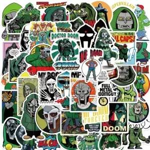 50PCS 힙합 랩퍼 Mf Doom 스티커 가수 낙서 DIY 스케이트 보드 전화 수하물 노트북 기타 장난감 데칼 팬용