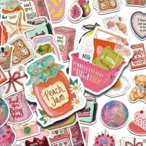 50pcs 핑크 레트로 미적 스티커 데칼 전화 노트북 스크랩북 스케이트 보드 기타 DIY 낙서 방수 선물