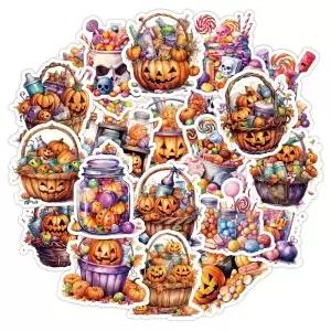 50PCS 할로윈 호박 스티커 정크 저널 노트북 자전거 기타 스케이트 보드 장식 DIY 낙서