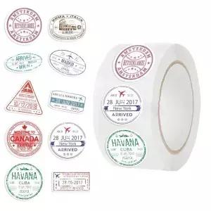 500Pcs/roll 레트로 여권 우표 스탬프 씰링 스티커 DIY 스크랩북 노트북 수하물 스케이트보드 장난감