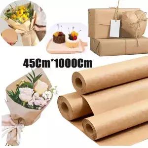 45CMX1000CM 갈색 크래프트 종이 롤 꽃다발 선물 및 DIY 공예 장식용 다목적 포장지