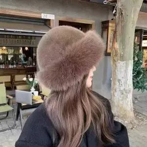 새로운 모피 모자 여성용 따뜻한 스노우 스키 캡 인조 여우털 두꺼운 겨울 방풍 러시아 귀마개 보닛